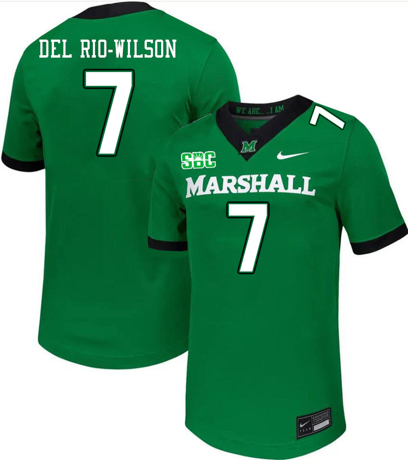Marshall Thundering Herd #7 Carlos Del Rio-Wilson College Football Jerseys,Uniforms-Green